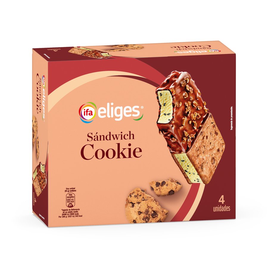 Helado sándwich cookie IFA ELIGES 4 unidades 376 g