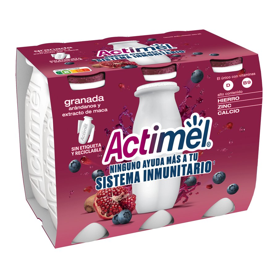 ACTIMEL DANONE líquido granada arándanos pack 6x100 g