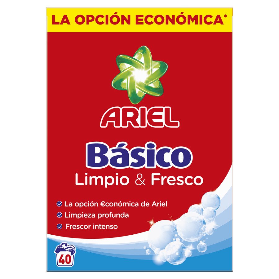 Detergente polvo ARIEL básico 40 lavados