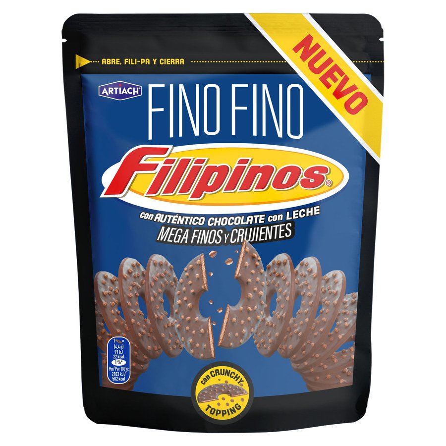 Galletas ARTIACH FILIPINOS fino fino chocolate con leche 87 g