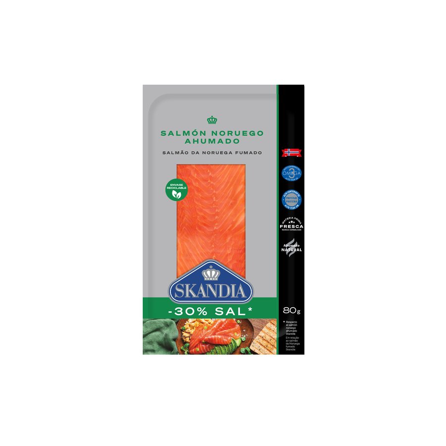 Salmón ahumado SKANDIA -30% sal 80 g