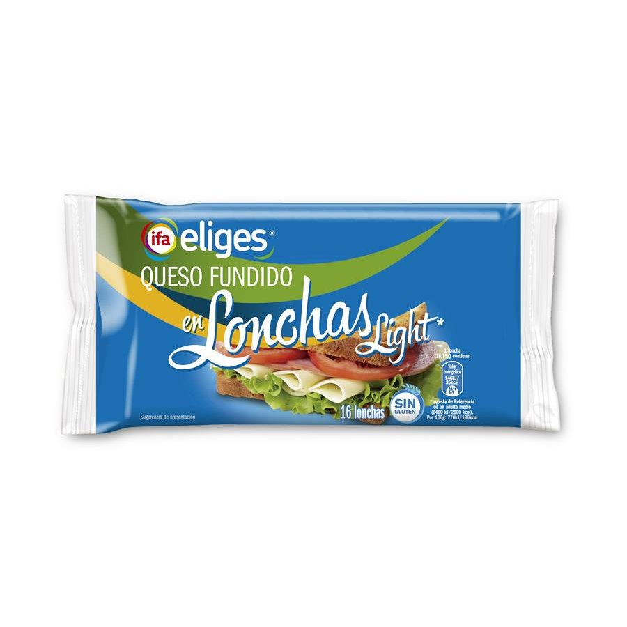 Queso fundido 16 lonchas light IFA ELIGES sin gluten 300 g
