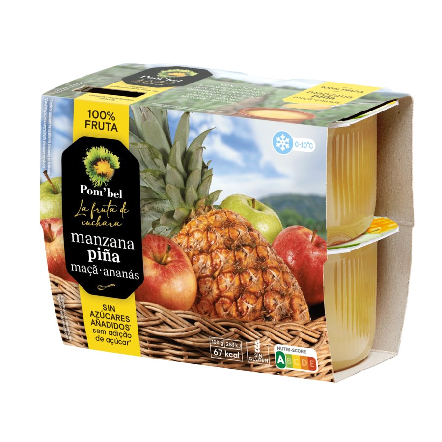 Puré de manzana y piña POMBEL pack 4X100 g