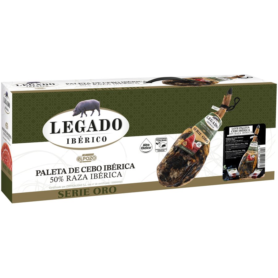 Paleta de cebo 50% raza ibérica ELPOZO LEGADO pieza 5kg + lote producto