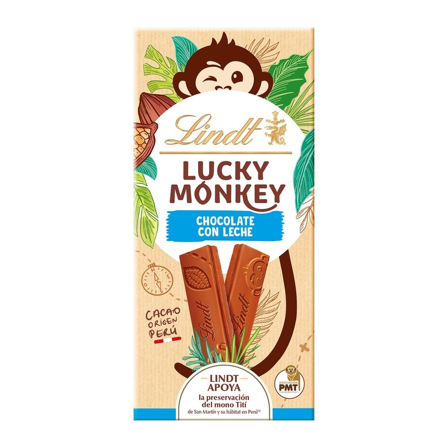 Chocolate con leche LINDT Lucky Monkey 100 g