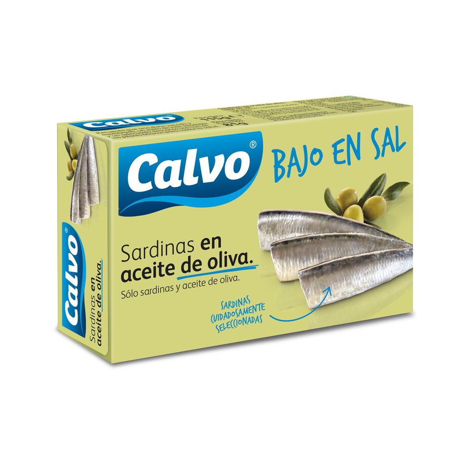 Sardinas en aceite de oliva CALVO bajas en sal 120 g pn