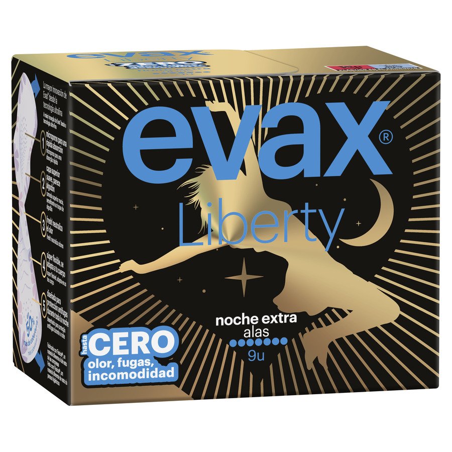 Compresas EVAX Liberty noche extra alas 9 unidades