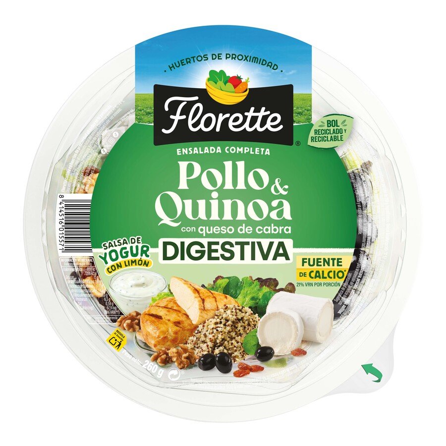 Ensalada completa digestiva pollo/quinoa FLORETTE 260 g
