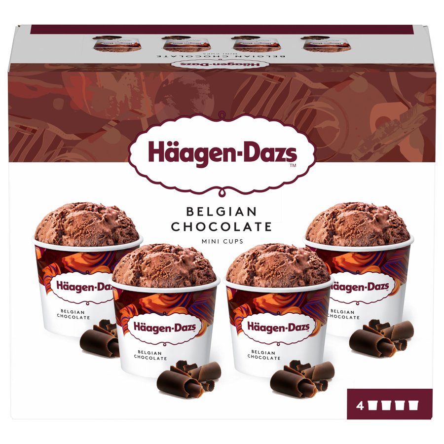 Helado HAAGEN DAZS chocolate belga 4 unidades 320 g