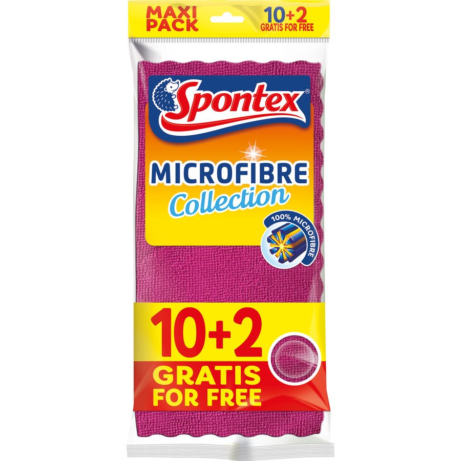 Bayeta SPONTEX microfibra collection 10 unidades + 2 gratis
