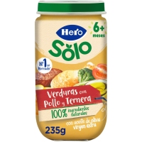 Alimento infantil HERO SOLO pollo, ternera y verdura tarrito 235 g