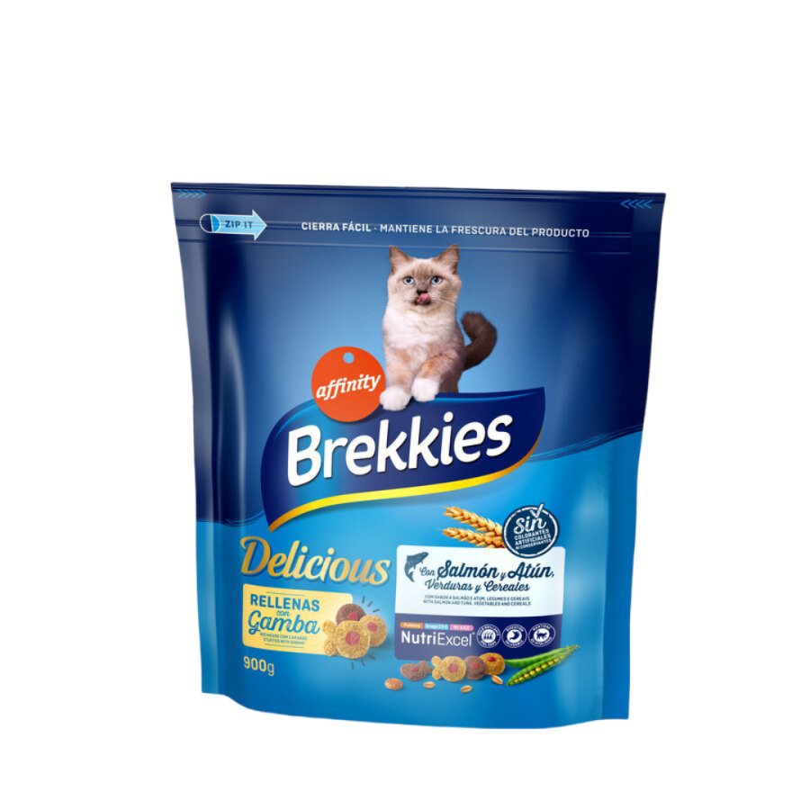 Alimento gato BREKKIES Delicious pescado-verdura-cereales 900 g