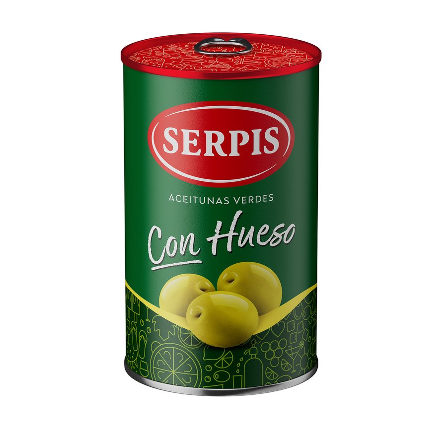 Aceituna verde manzanilla con hueso SERPIS 160 g pne.