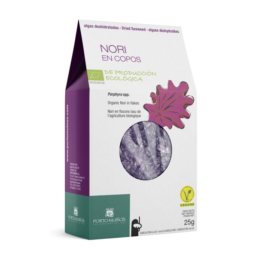Algas deshidratadas ecológicas PORTO MUIÑOS nori en copos bolsa 25 g