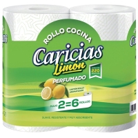 Papel cocina CARICIAS limón pack 2=6 rollos