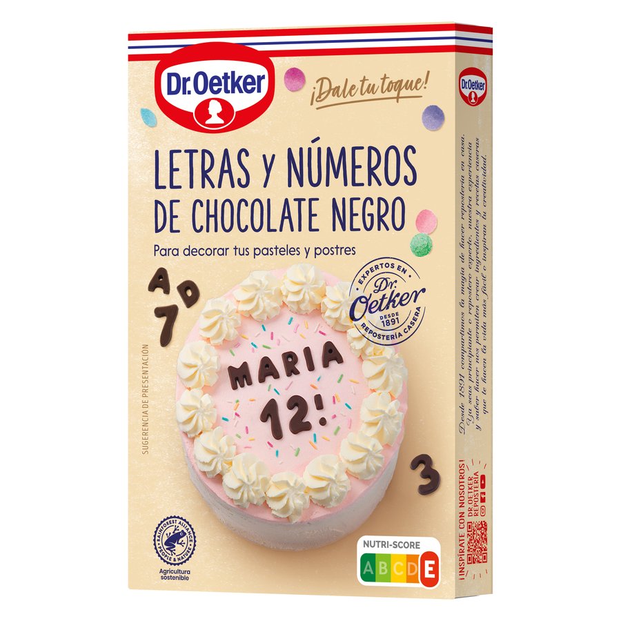 Letras y números de chocolate negro DR.OETKER 60 g