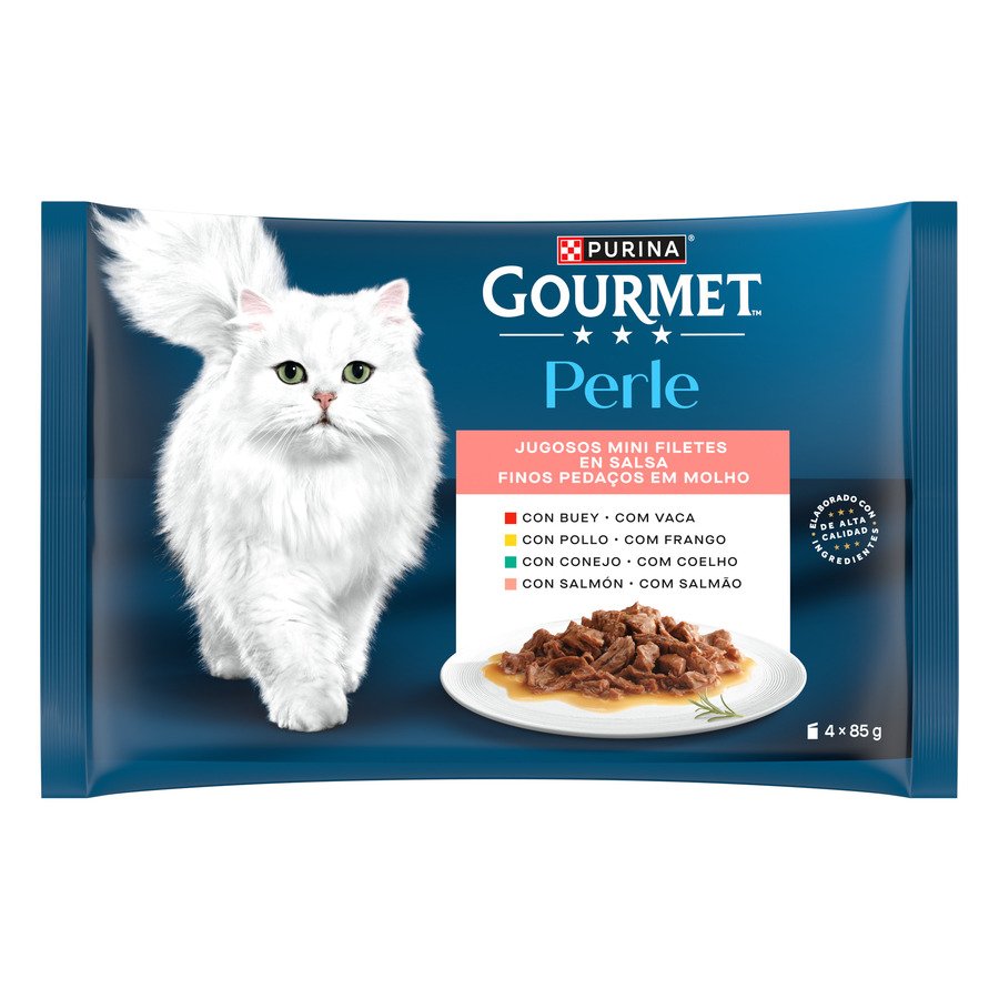 Alimento gato PURINA GOURMET Perle filetes en salsa 4x85 g