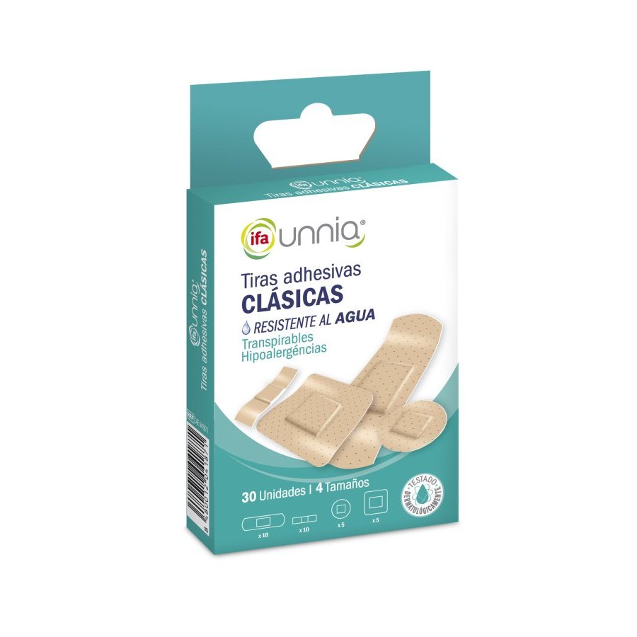 Tiras adhesivas clásicas 4 tamaños IFA UNNIA 30 unidades