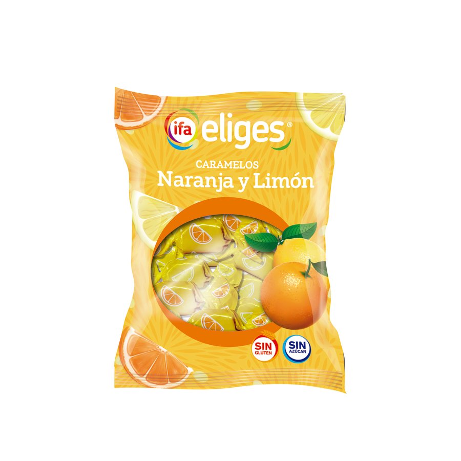 Caramelos IFA ELIGES naranja y limón sin azúcar bolsa 70 g