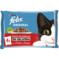 Alimento gato FELIX original selección carnes gelatina 4x85 g
