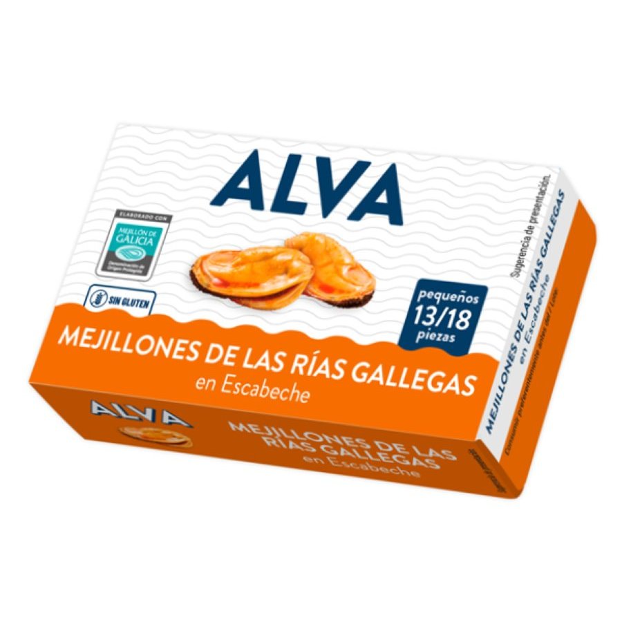 Mejillones de las Rías Gallegas en escabeche ALVA 13/18 111 g pn.