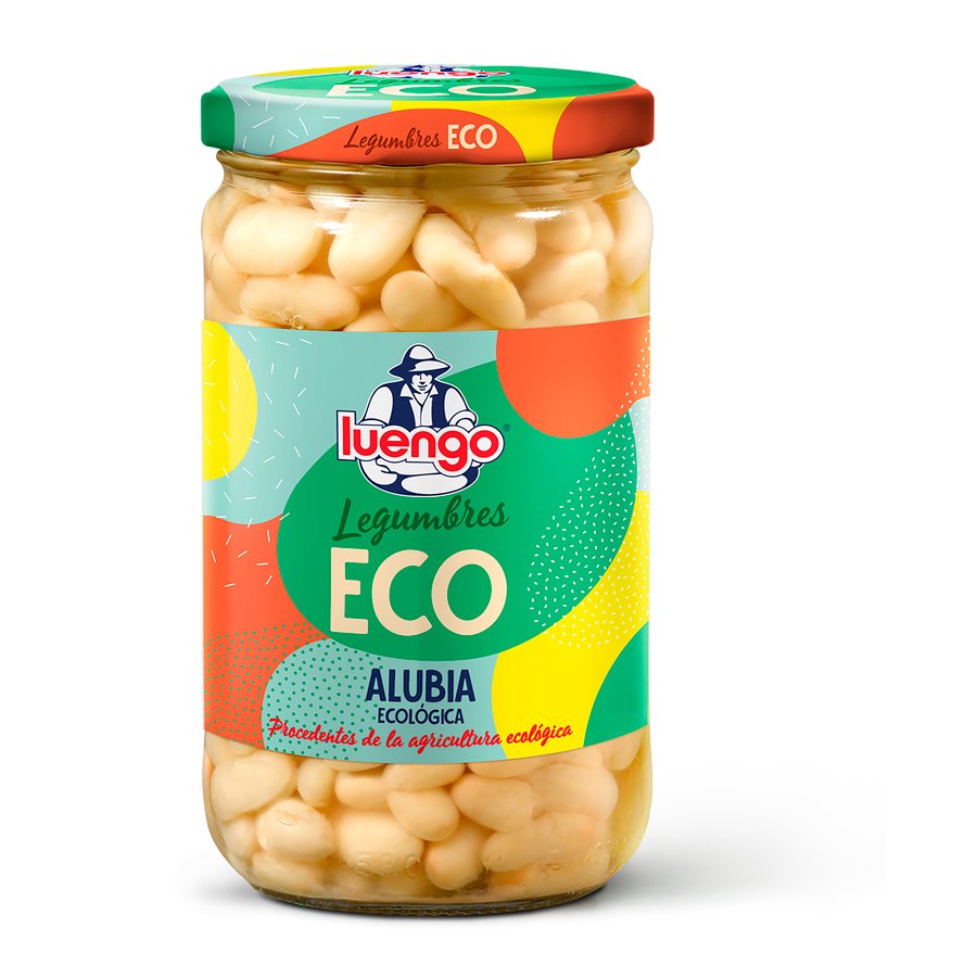 Alubias ecológicas cocidas LUENGO frasco 400 g pne.