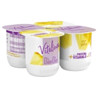 Leche fermentada desnatada DANONE VITALINEA sabor piña pack 4x120 g