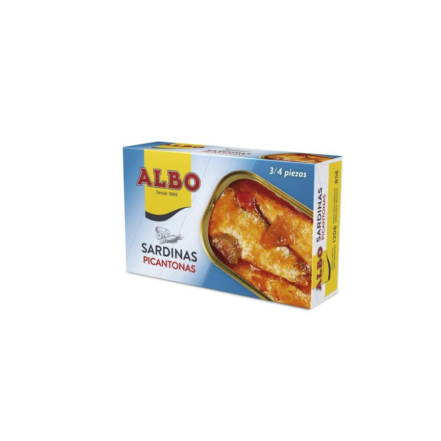 Sardinas picantonas ALBO 3/4 piezas lata 120 g pn.
