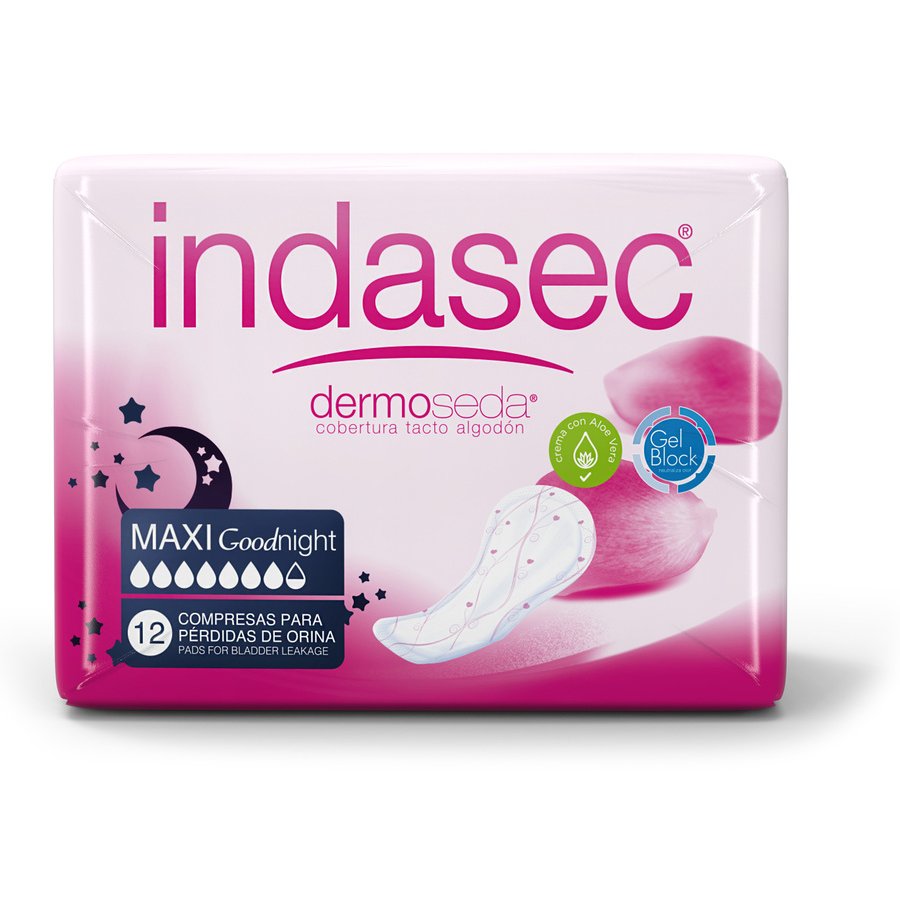 Compresas incontinencia INDASEC Maxi Good Night 12 unidades