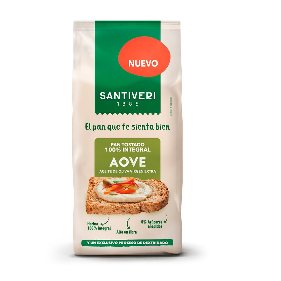 Pan tostado SANTIVERI 100% integral AOVE 200 g