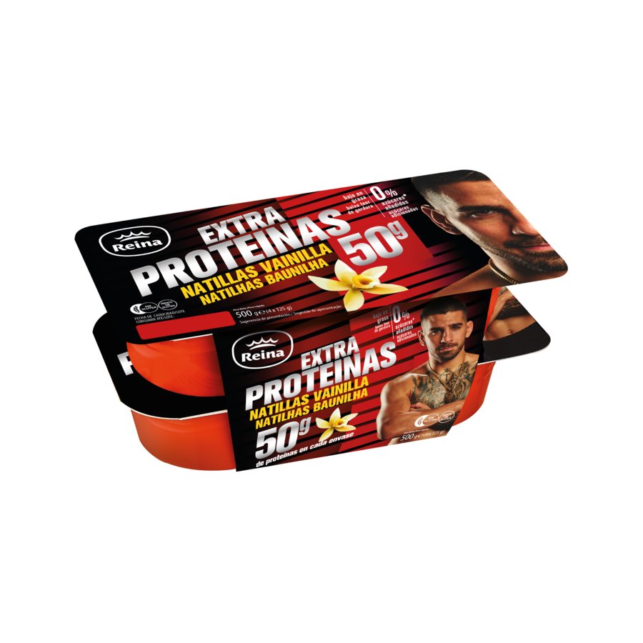 Natillas vainilla REINA ricas en proteina pack 4x125 g