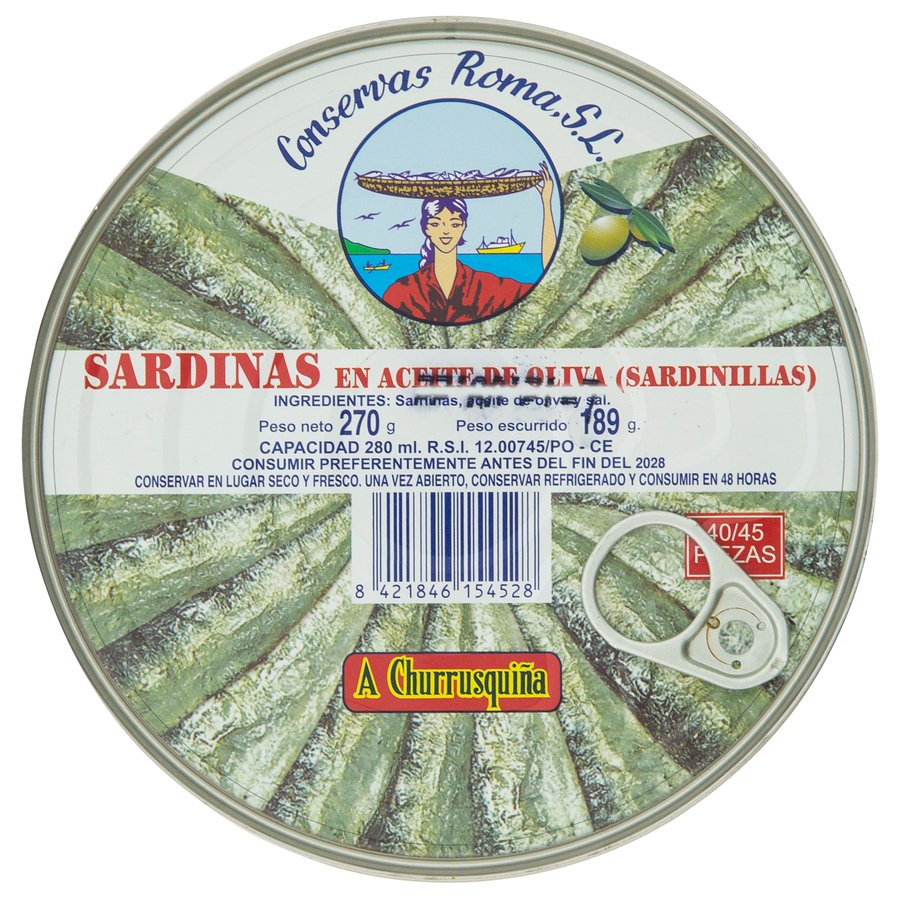 Sardinillas en aceite de oliva A CHURRUSQUIÑA 270 g pn