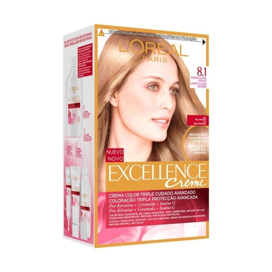 Crema color L'ORÉAL Excellence rubio claro ceniza 8.1