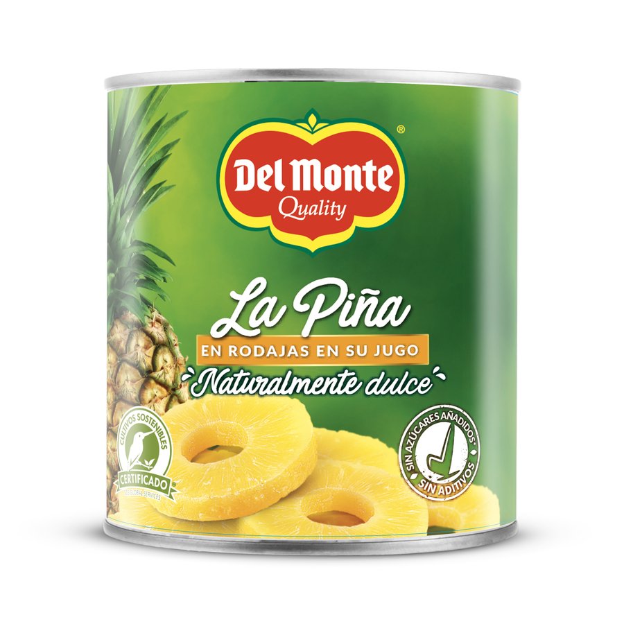 Piña en su jugo DEL MONTE rodajas lata 510 g pne.
