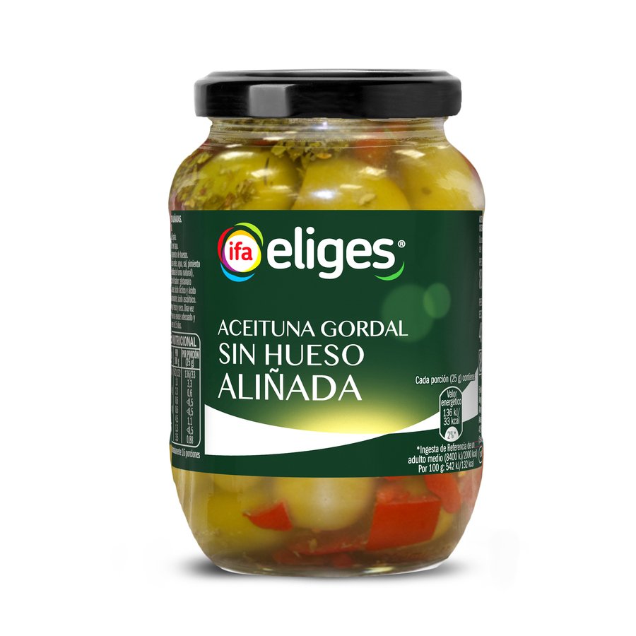 Aceituna gordal IFA SABE sin hueso aliñada frasco 400 g pne