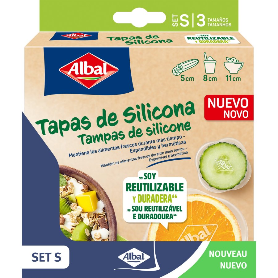 Tapas silicona ALBAL 3 unidades 5-8-11 cm