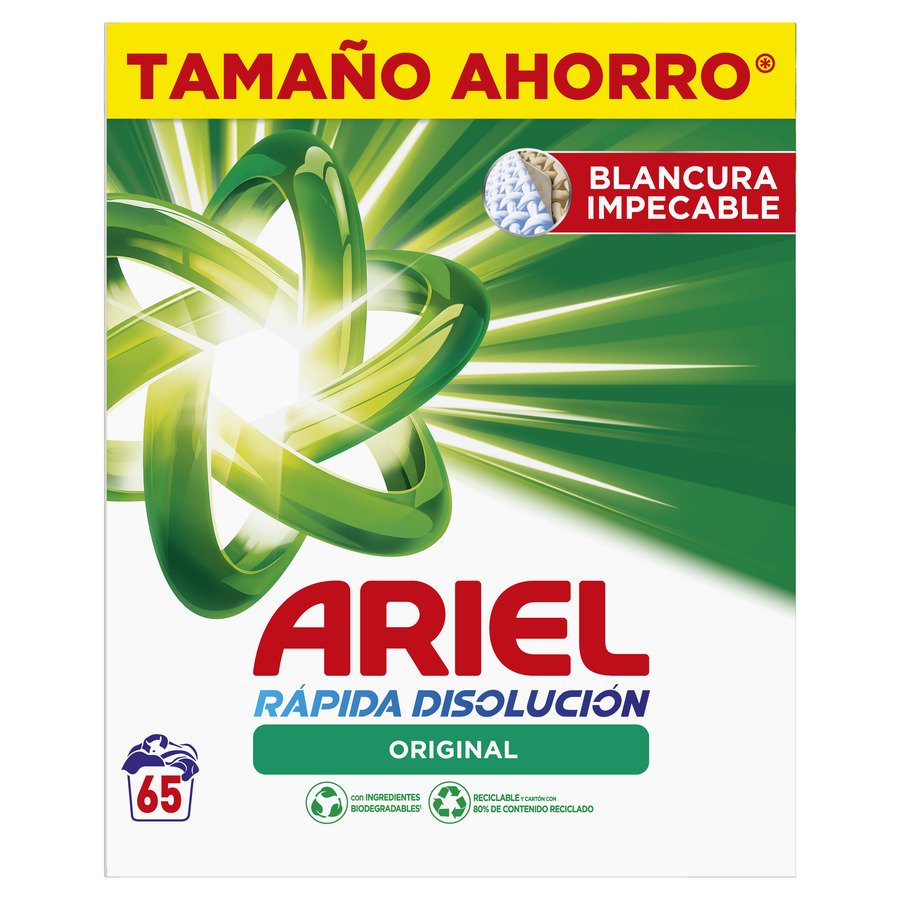 Detergente en polvo ARIEL original 65 lavados