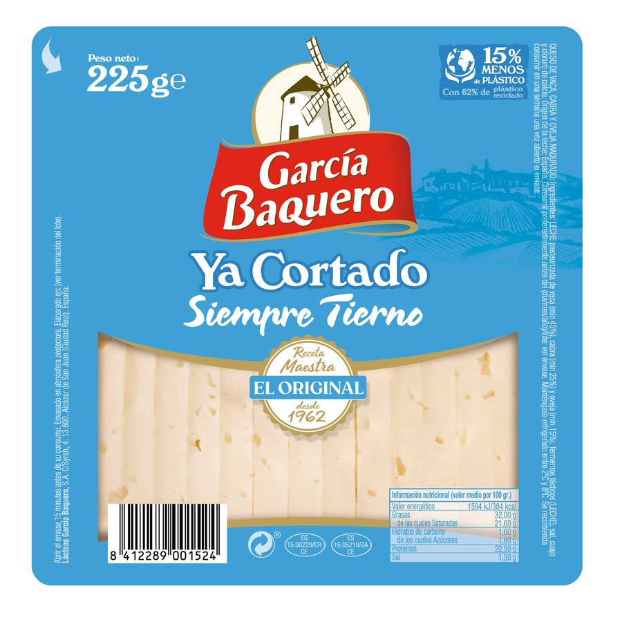 Queso GARCIA BAQUERO Ya Cortado tierno 225 g