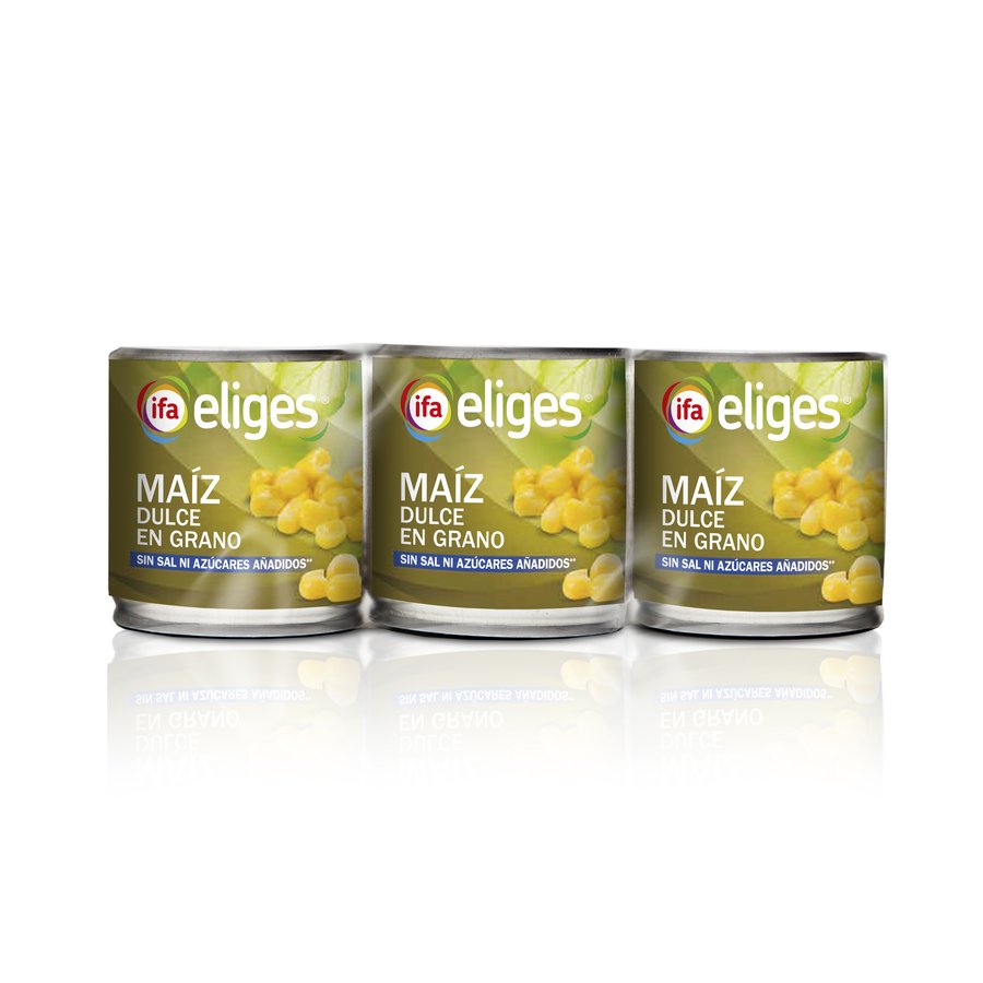 Maíz dulce en grano IFA ELIGES sin sal ni azúcar añadidos pack 3x140 g