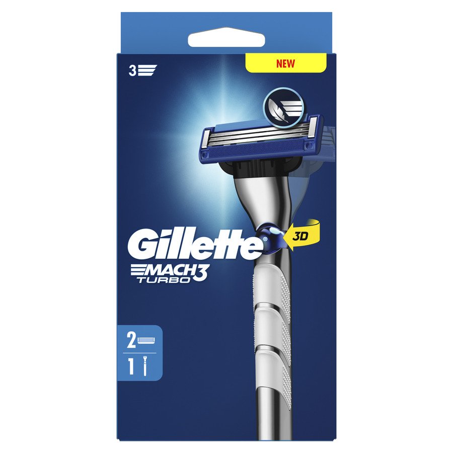 Máquina afeitar GILLETTE Mach3 turbo +2 recambios