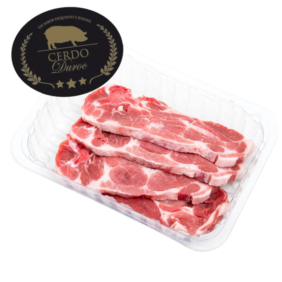 Chuletas de aguja de cerdo Duroc bandeja kilo