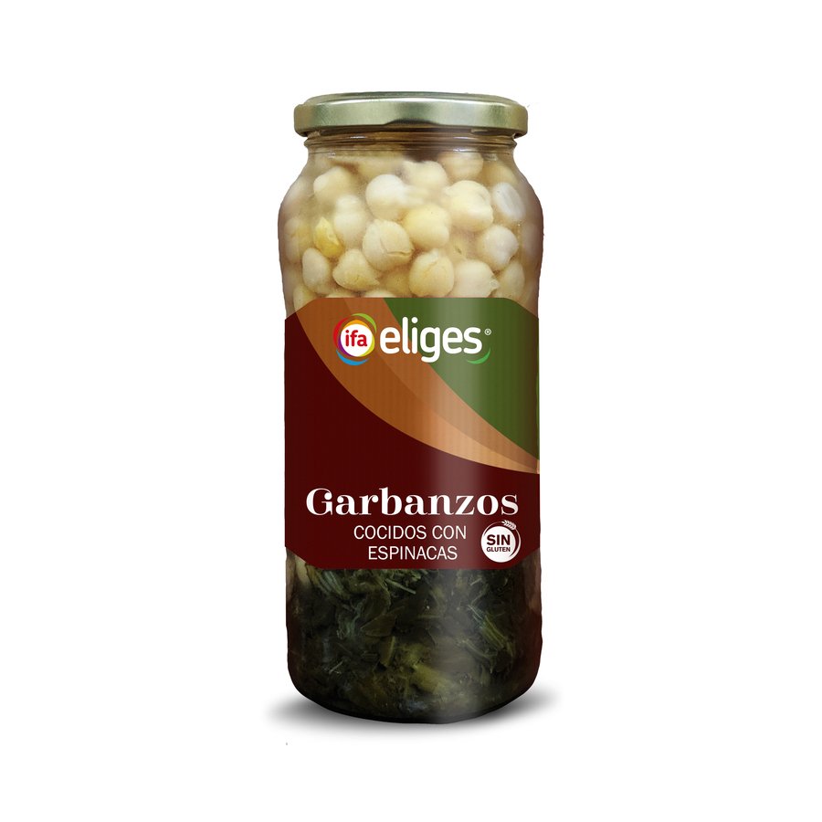 Garbanzos con espinacas IFA ELIGES frasco 400 g pne.