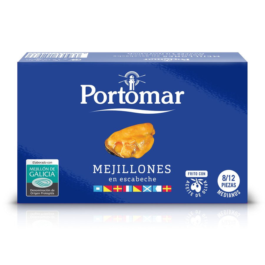 Mejillones PORTOMAR en escabeche 8/12 110 g pn.