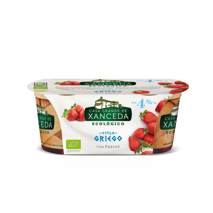 Leche fermentada estilo griego XANCEDA eco con fresas 2x125 g