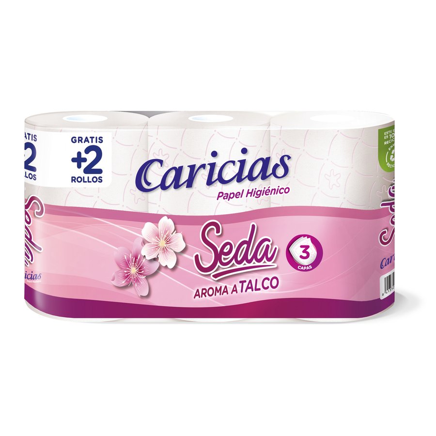 Papel higiénico CARICIAS seda 3 capas 4+2 rollos gratis