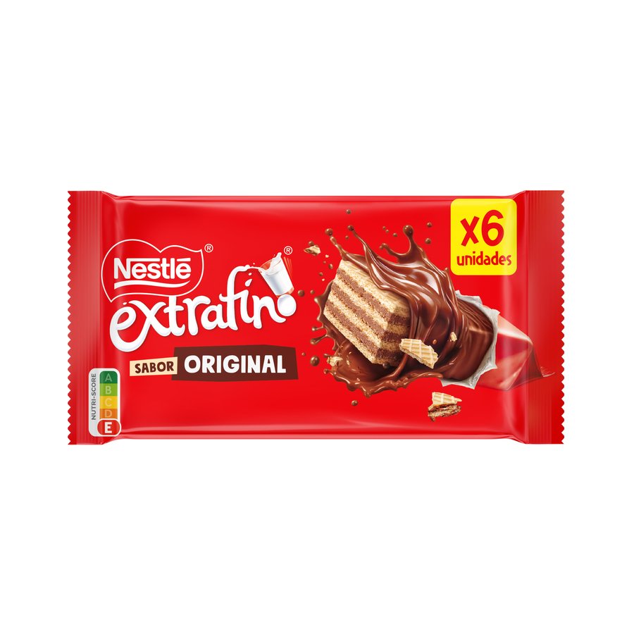 Barritas galleta y chocolate con leche NESTLE extrafino 6 unidades 108 g