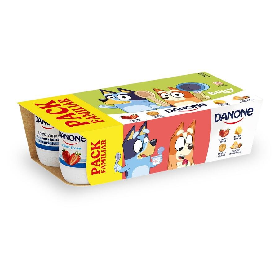Yogur DANONE fresa macedonia limón galleta pack 8x120 g