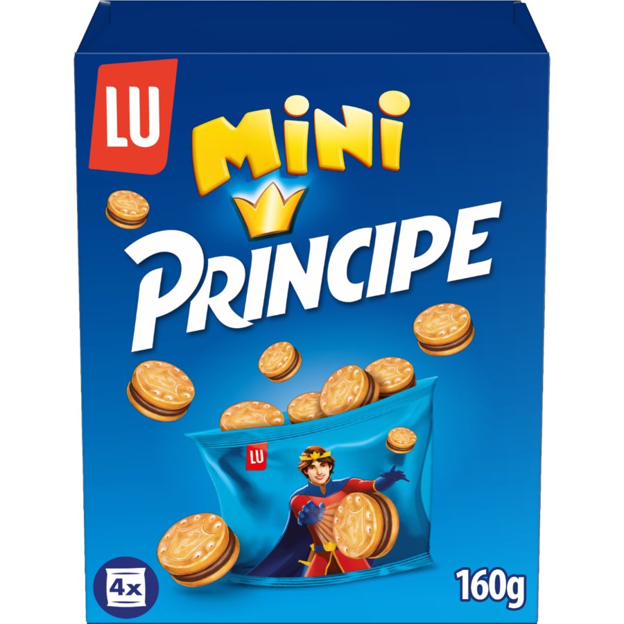 Galletas rellenas de chocolate mini LU PRINCIPE 4 bolsitas 160 g