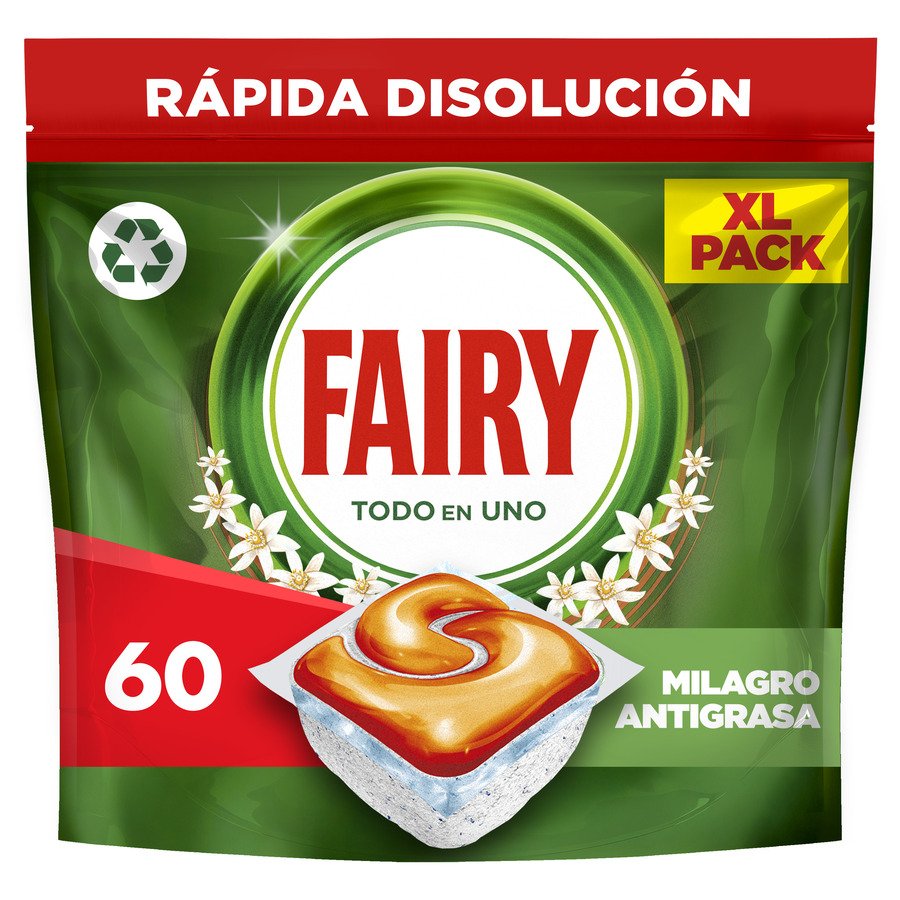 Lavavajillas máquina pastilla FAIRY fresh naranja 60 unidades