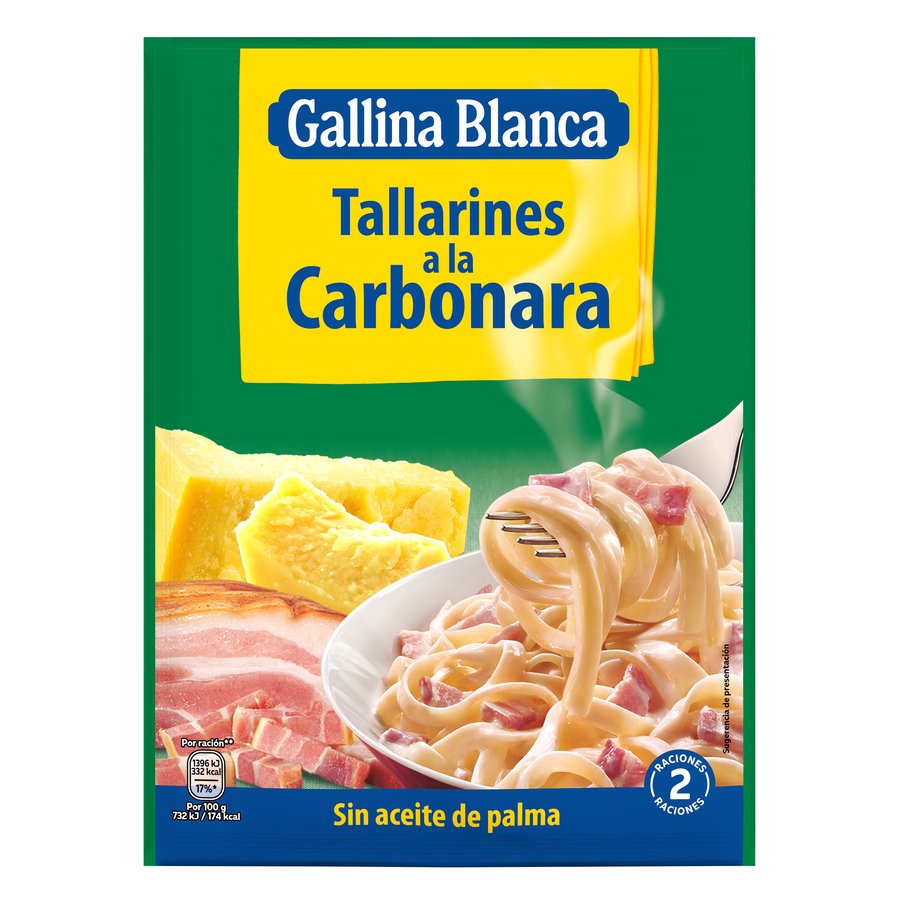 Tallarín carbonara GALLINA BLANCA 2 raciones sobre 143 g